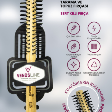 Venüsline 1135 Tarama ve Topuz Fırçası – Profesyonel Kuaför Kalitesi