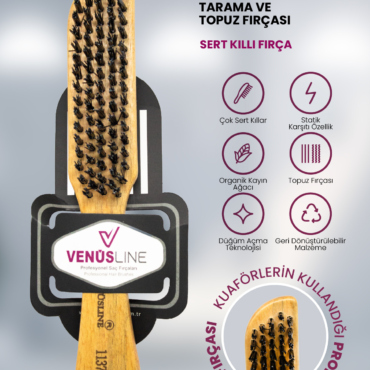 Venüsline Professional 1137 – Sert Naylon Kıllı Tarama ve Topuz Fırçası